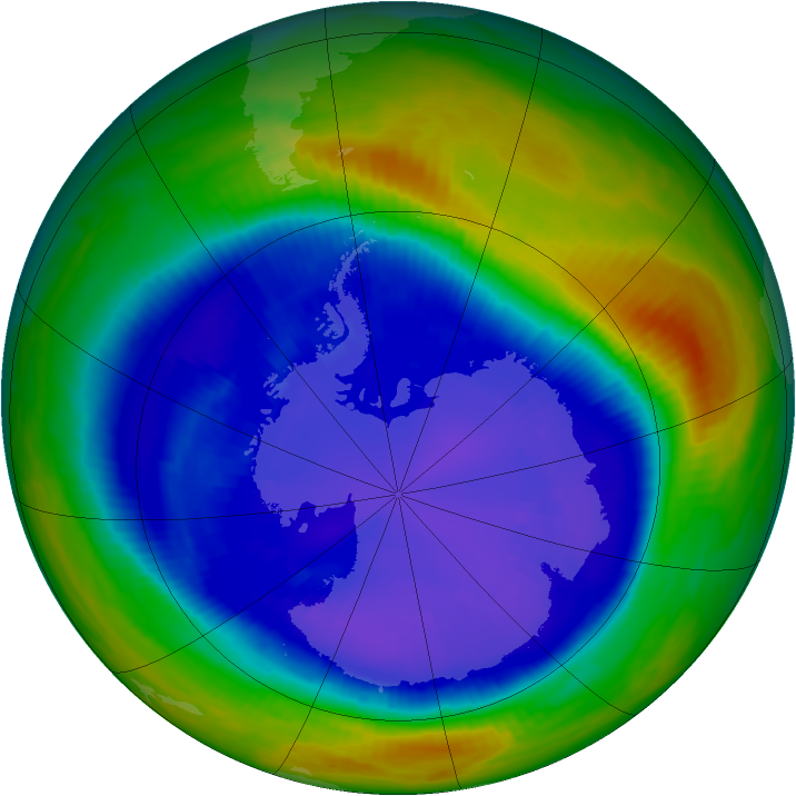 Antarctic ozone map for 03 September 2000